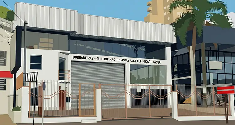 Fábrica moderna com máquinas de corte a laser e dobra CNC - Grupo Destec